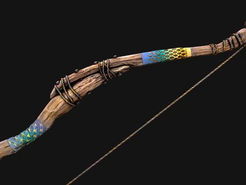 Medieval Wooden Bow Weapon Set 3D Model