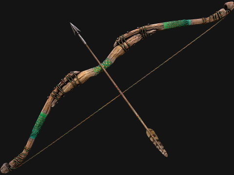 Medieval Wooden Bow Weapon Set 3D 모델