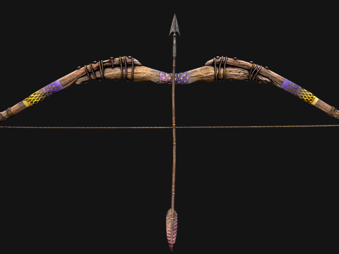 Medieval Wooden Bow Weapon Set 3D 모델