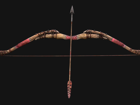 Medieval Wooden Bow Weapon Set 3D 모델