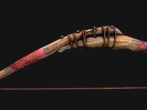 Medieval Wooden Bow Weapon Set 3D Model