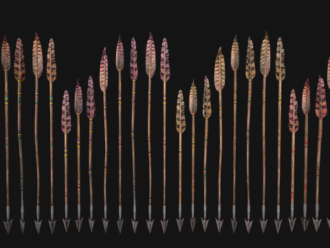 Medieval Arrow Arrows Crossbow Bolt Pack Set 3D 模型