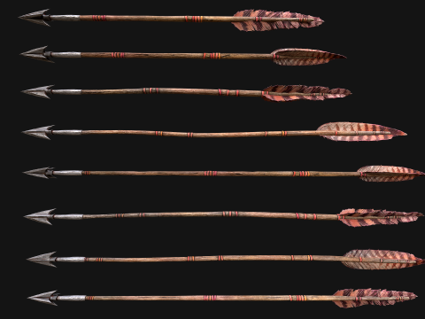 Medieval Arrow Arrows Crossbow Bolt Pack Set 3D 模型