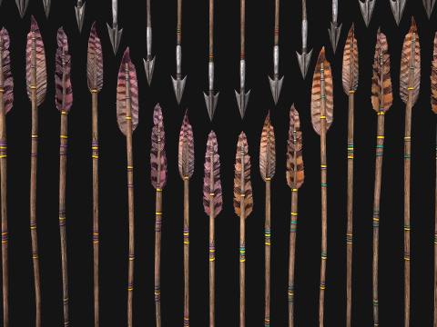 Medieval Arrow Arrows Crossbow Bolt Pack Set 3D 模型