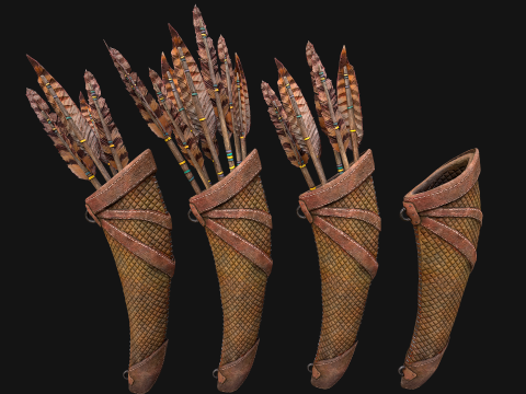 Medieval Quiver and Arrows Arrow Archer Set 3D Model