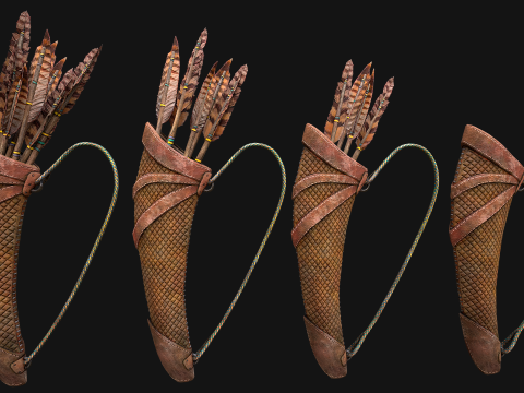Medieval Quiver and Arrows Arrow Archer Set 3D Model