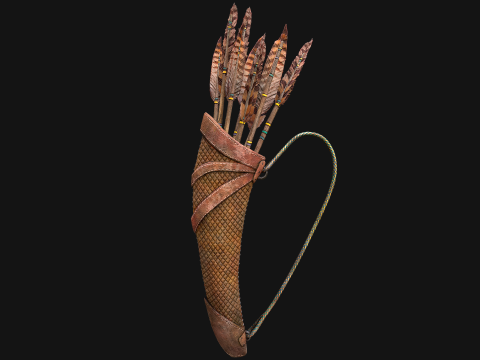 Medieval Quiver and Arrows Arrow Archer Set 3D Model