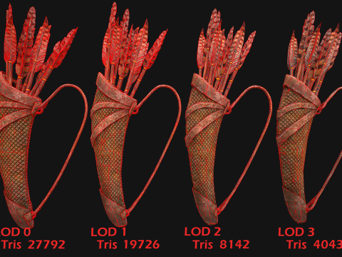 Medieval Quiver and Arrows Arrow Archer Set 3D Model