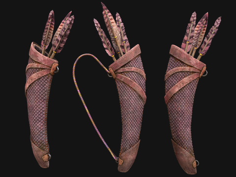 Medieval Quiver and Arrows Arrow Archer Bow Set 3D 模型