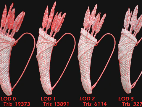 Medieval Quiver and Arrows Arrow Archer Bow Set 3D Model