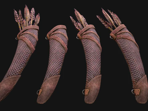Medieval Quiver and Arrows Arrow Archer Bow Set 3D Model