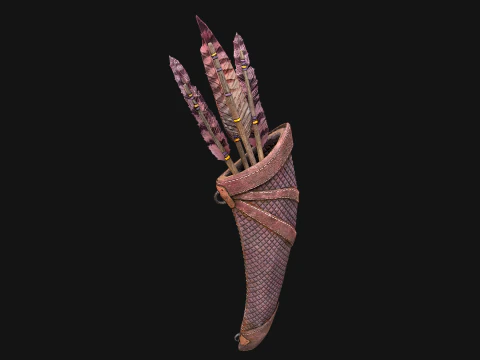 Medieval Quiver and Arrows Arrow Archer Bow Set 3D Model