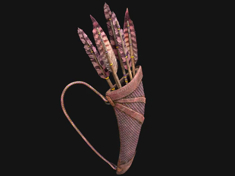 Medieval Quiver and Arrows Arrow Archer Bow Set 3D Model