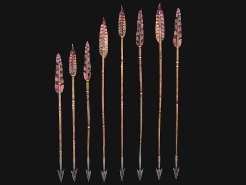 Medieval Quiver and Arrows Arrow Archer Bow Set 3D Model