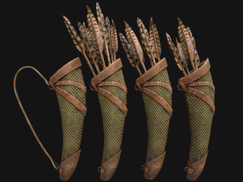 Arrow Quiver Medieval Weapons Bow Crossbow 3D Modell