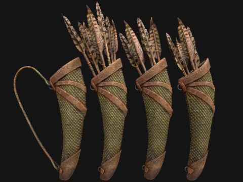 Arrow Quiver Medieval Weapons Bow Crossbow 3D Model