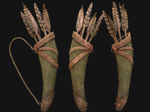 Arrow Quiver Medieval Weapons Bow Crossbow 3D Model