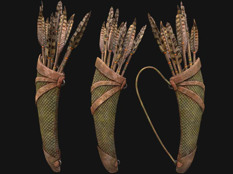 Arrow Quiver Medieval Weapons Bow Crossbow 3D Model