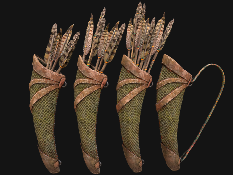 Arrow Quiver Medieval Weapons Bow Crossbow 3D Modell
