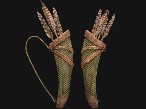 Arrow Quiver Medieval Weapons Bow Crossbow 3D Modell