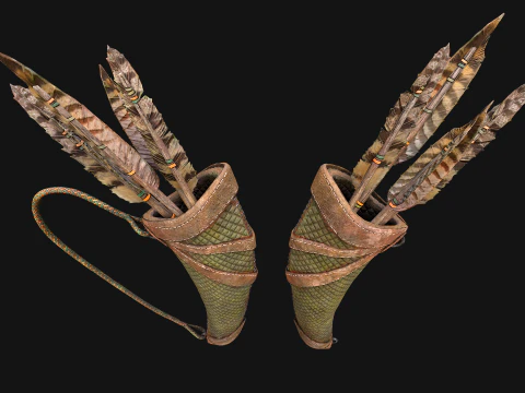 Arrow Quiver Medieval Weapons Bow Crossbow 3D Model