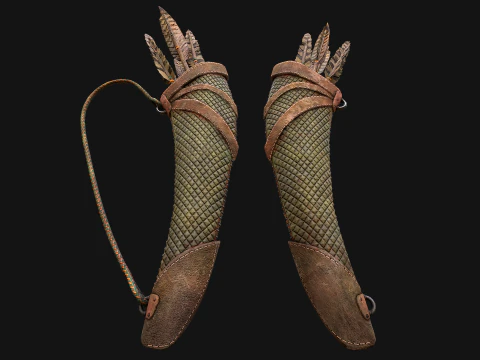Arrow Quiver Medieval Weapons Bow Crossbow 3D Model
