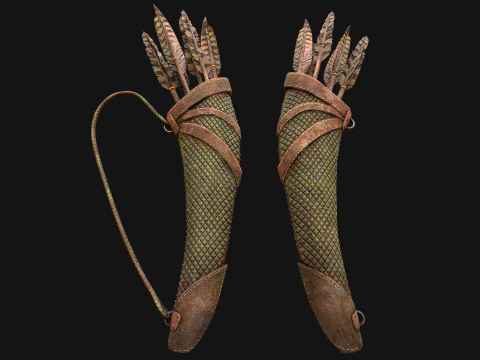 Arrow Quiver Medieval Weapons Bow Crossbow 3D Model