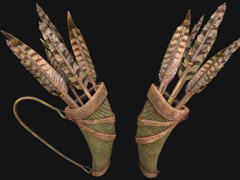 Arrow Quiver Medieval Weapons Bow Crossbow 3D Model