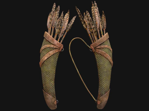Arrow Quiver Medieval Weapons Bow Crossbow 3D Model