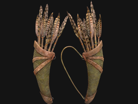 Arrow Quiver Medieval Weapons Bow Crossbow 3D Modell