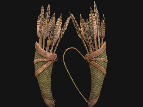 Arrow Quiver Medieval Weapons Bow Crossbow 3D Model