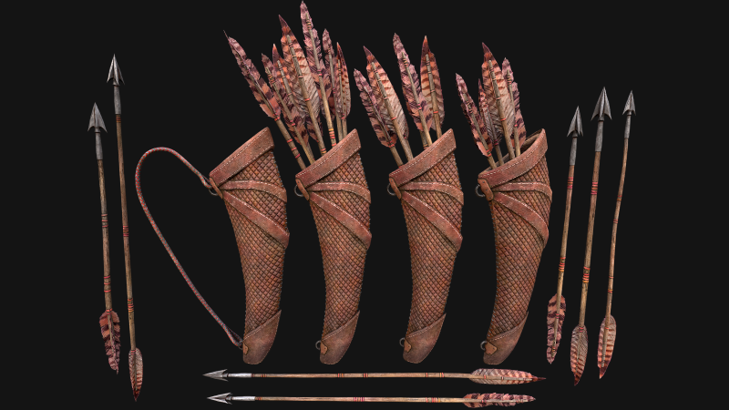 Arrow Crossbow Bolt Quiver Medieval Knights Equipment 3D Model .c4d .max .obj .3ds .fbx .stl .blend