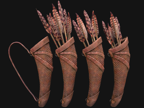 Arrow Crossbow Bolt Quiver Medieval Knights Equipment 3D Model