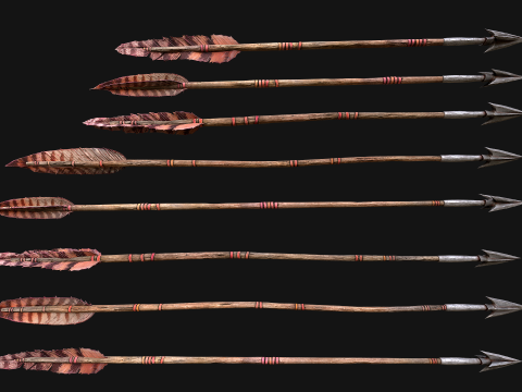 Arrow Crossbow Bolt Quiver Medieval Knights Equipment 3D Model