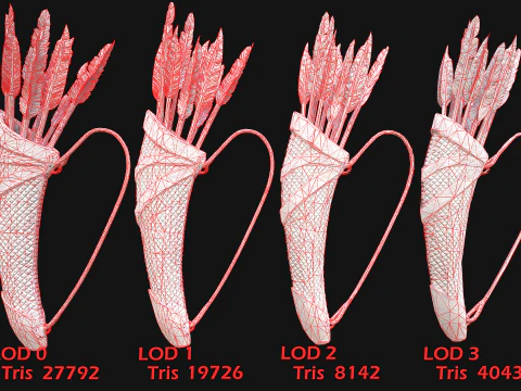 एरो क्रॉसबो बोल्ट तरकश मध्यकालीन शूरवीर उपकरण 3D मॉडल