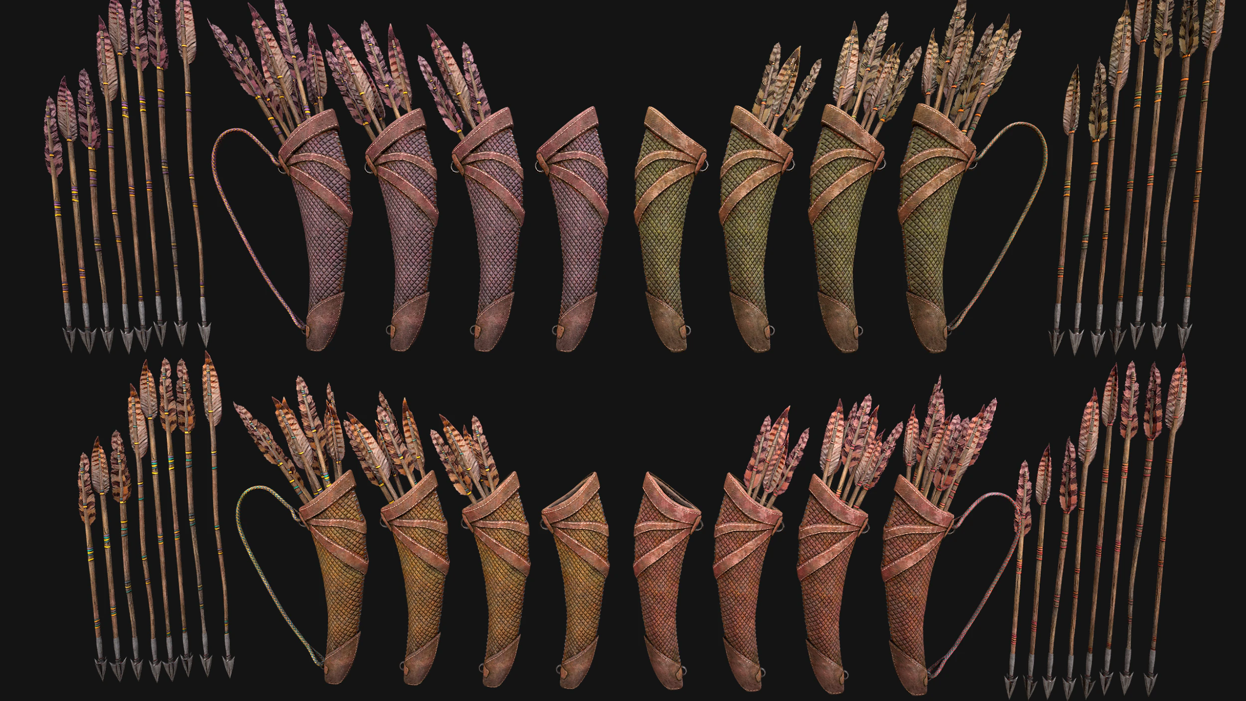 Quiver Archer Crossbowman Set Medieval equipment 3D Model .c4d .max .obj .3ds .fbx .stl .blend
