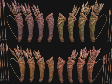 Quiver Archer Crossbowman Set Medieval equipment 3D Model