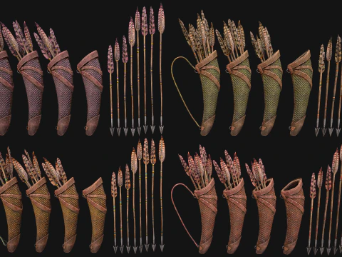 Quiver Archer Crossbowman Set Medieval equipment 3D Model