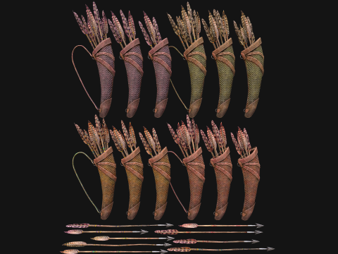 Quiver Archer Crossbowman Set Medieval equipment 3Dモデル