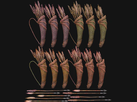 Quiver Archer Crossbowman Set Medieval equipment 3D Model