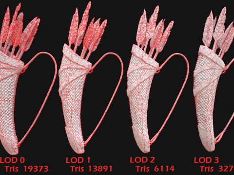 Wooden Bow and Quiver Tournament Weapons Modèle 3D