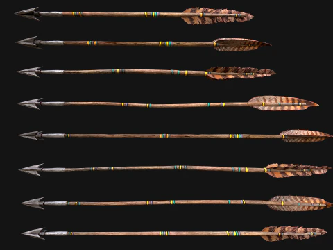 Wooden Bow and Quiver Tournament Weapons 3D Model