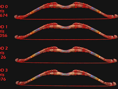 Wooden Bow and Quiver Tournament Weapons 3D Model