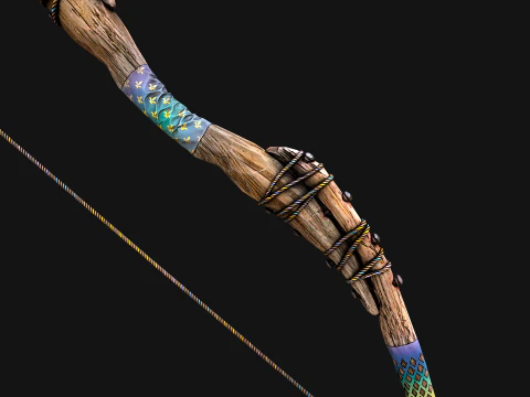 Wooden Bow and Quiver Tournament Weapons 3D Model