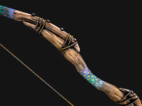 Wooden Bow and Quiver Tournament Weapons 3D Model