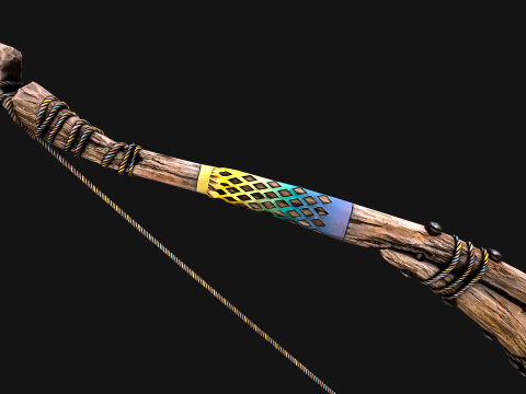 Wooden Bow and Quiver Tournament Weapons Modèle 3D
