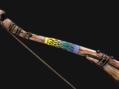 Wooden Bow and Quiver Tournament Weapons 3D Model