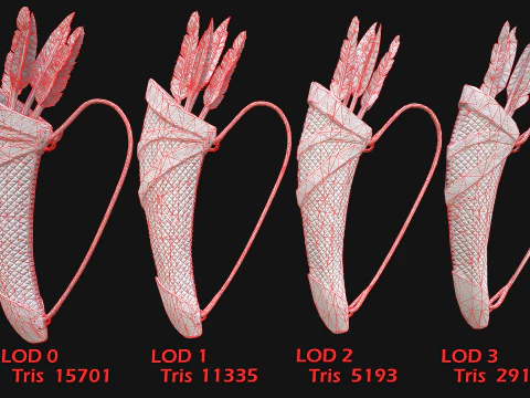 Arco in legno e frecce faretra Fiera medievale Modello 3D