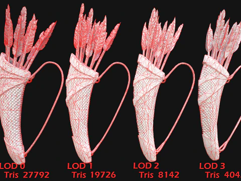 Arco in legno e frecce faretra Fiera medievale Modello 3D