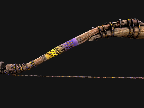 Wooden Bow and Quiver Arrows Fair Medieval Modèle 3D